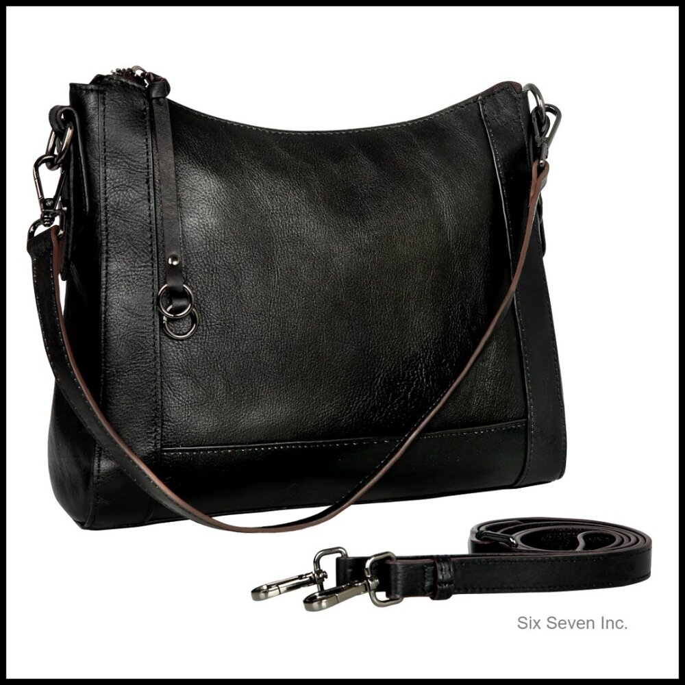 Genuine Leather Crossbody Bag Hobo Satchel Shoulder Purse Adjustable Straps